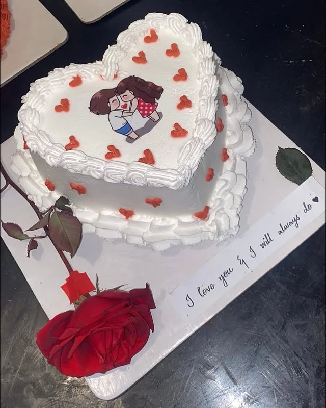 Heart cake with 'I love you & I will always do' message for romantic proposal - Proposal Heart Cakes Karachi By Whisk And Sift